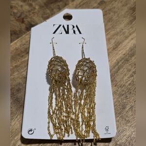 Zara Gold Fringe Beaded Earrings